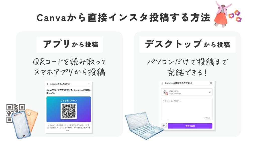 パソコン版Canvaから直接インスタ投稿する方法